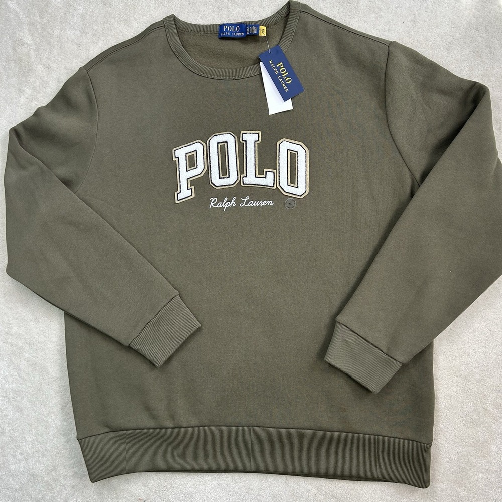 Polo Ralph Lauren Sweatshirt Men's XLT Fleece Chenille Logo Embroidered Crewneck